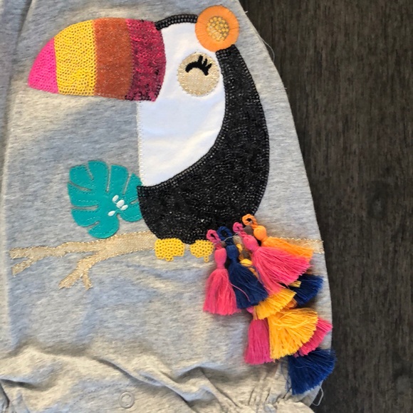 MUD PIE SEQUIN TOUCAN TASSEL BUBBLE ROMPER - Picture 4 of 8